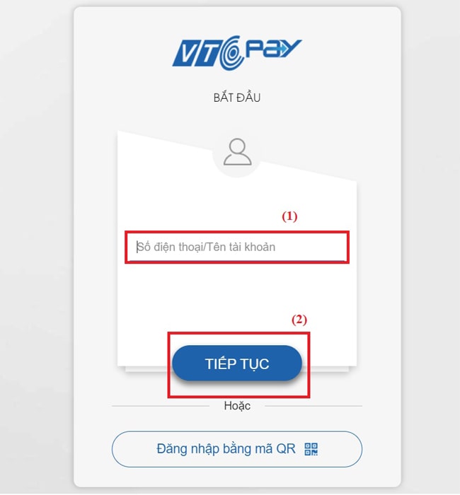 Đăng nhập, đăng ký VTCPay trên website